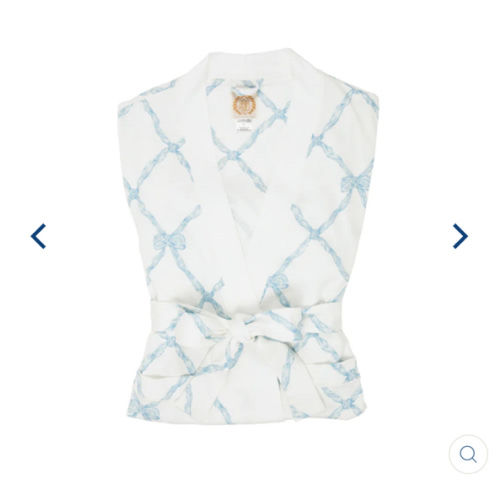 Ready or Not Robe (Women's) - Buckhead Blue Belle Meade Bow with Worth Avenue White