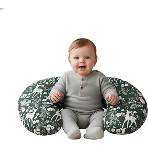 Little Grape Land Nursing Pillow for Breastfeeding, Soft and Supportive Breastfeeding Pillow for Mom and Baby, Cute Feeding Pillow with Removable Cover for 0–12 Months(Deer)