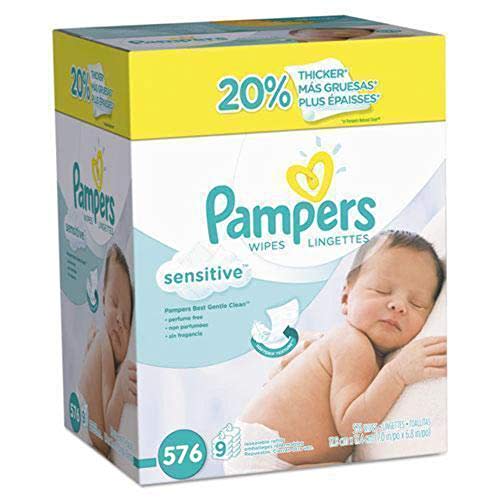 Baby Wipes, Pampers Sensitive Water Based Baby Diaper Wipes, Hypoallergenic and Unscented, 8 Refill Packs (Tub Not Included), 72 each, Pack of 8 (Packaging May Vary)