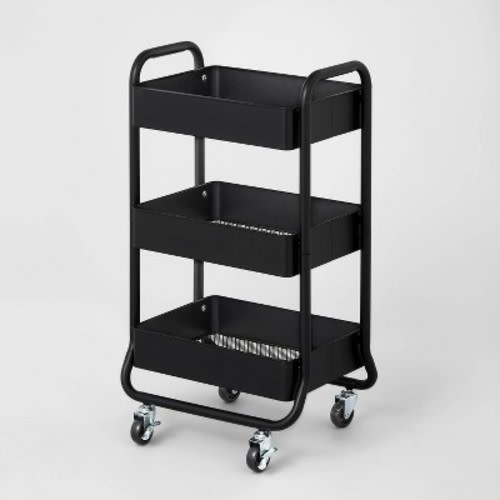 3 Tier Metal Utility Cart - Brightroom™, Color: Black