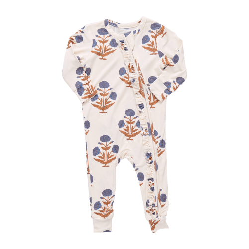 Baby Girls Ruffle Bamboo Romper - Dandelion