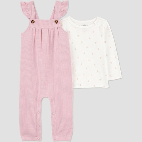 Carter's Just One You® Baby Girls' 2pc Cherry Ruffle Jumper Set - Pink