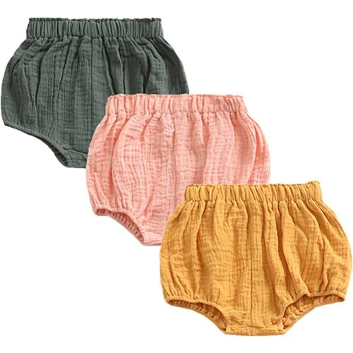 3PC Shorts Set Newborn Baby Girls Boys PP Pants Cotton Linen Blend Cute Floral Bloomers Triangle Shorts