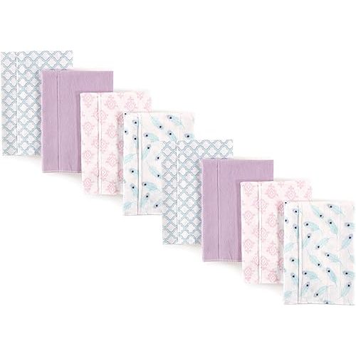 Hudson Baby Cotton Poly Flannel Burp Cloths Multipack, Peacock Feather 8-Pack, One Size