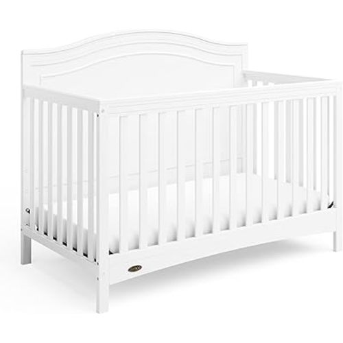 Graco Paris 4-in-1 Convertible Crib (White) - GREENGUARD Gold Certified, Converts to Toddler Bed, Daybed and Full Bed, Fits Standard Crib Mattress, Adjustable Mattress Base