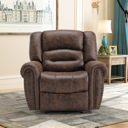 Latitude Run® Intars 40.9" Wide Classic and Overstuffed Top Faux Leather Power Standard Recliner with USB Port & Reviews | Wayfair