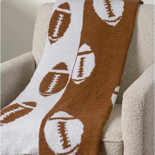 White and Brown Football Cloud Throw | Kirklands Home