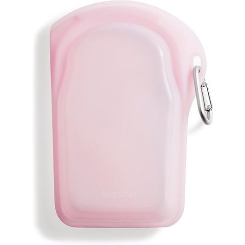 Stasher Premium Silicone Reusable Food Storage Go Bag, Pink | Microwave, Sous Vide, Dishwasher, Oven and Freezer Safe | BPA Free, Leak-free, Eco-friendly, 18 Oz