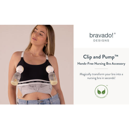 BRAVADO! DESIGNS Pumping Bra Hands Free | Clip and Pump | Pumping Accessory | S-XL - Medium - Black