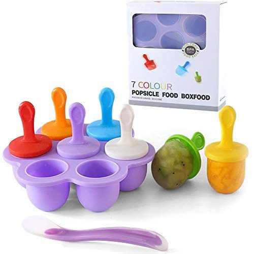 Silicone Popsicle Mold, Ice Pop Molds Maker, Storage Container for Homemade Food, Kids Ice Cream DIY Pop Molds - BPA Free (Purple)