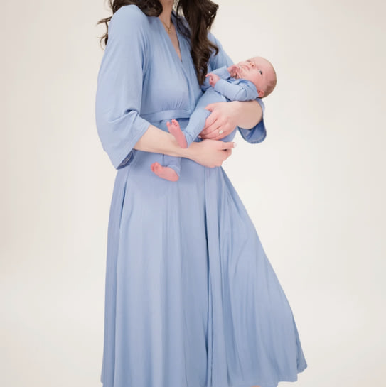 Lila Labor & Postpartum Gown in Periwinkle Blue