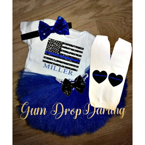 Blue line Outfit, Blue line baby, Police Baby, Police daughter, Police girl, Blue line tutu, Blue line Flag, Police Baby Shower