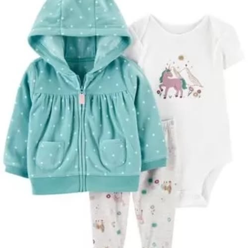 Blue/White Baby 3-Piece Fleece Cardigan Set | carters.com