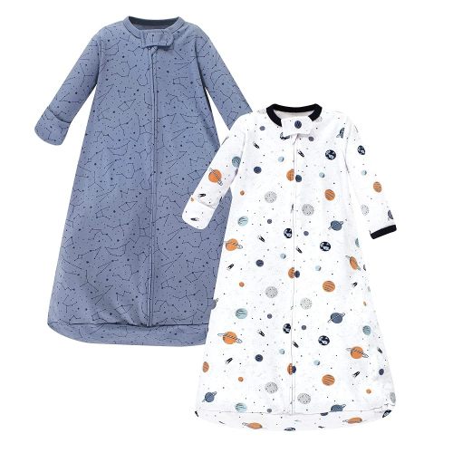 Hudson Baby Unisex Baby Cotton Long-Sleeve Wearable Sleeping Bag, Sack, Blanket, Space, 3-9 Months