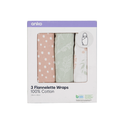3 Pack Flannelette Wraps - Autumn