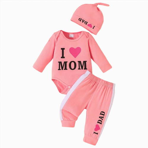ORT Newborn Infant Baby Girl Outfits Ruffle Long Sleeve Romper Bodysuit Tops Pants Set Cute Fall Winter Clothes(Pink,0-3 M)