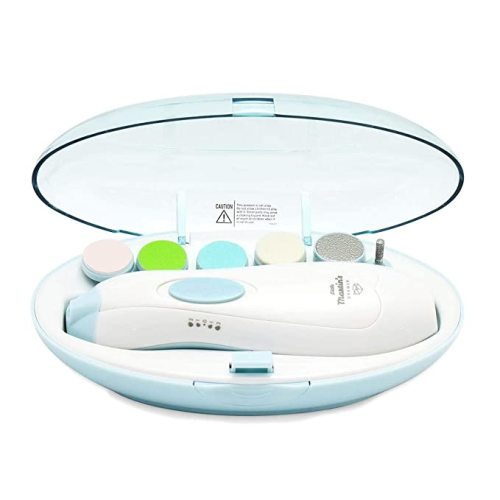Little Martin’s Drawer Baby Nail Trimmer File with Light - Safe Electric Nail Clippers Kit for Newborn Infant Toddler Kids Toes and Fingernails - Care, Polish and Trim - Battery Operated (AA) - White