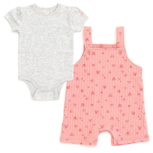 Disney Minnie Mouse Newborn Baby Girls Bodysuit And Short Overalls Outfit Set Minnie Mouse / Pink Newborn
