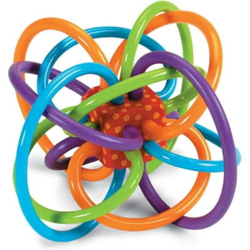 Rattle and Sensory Teether Baby Toy, Blue/Green/Orange