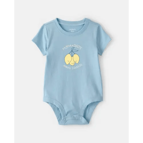 Baby 'Main Squeeze' Lemon Graphic Bodysuit - Blue | Carter's