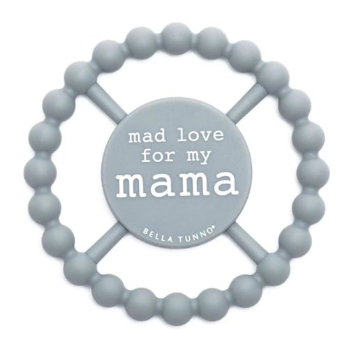 Bella Tunno Happy Teether – Soft & Easy Grip Baby Teether Toy, Silicone Teether Ring to Help Soothe Gums, Non-Toxic and BPA Free, Mad Love For Mama