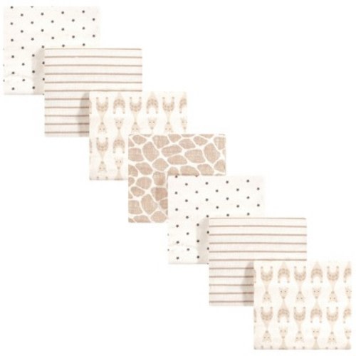 Hudson Baby Infant Cotton Flannel Receiving Blankets Bundle, Neutral Giraffe, One Size