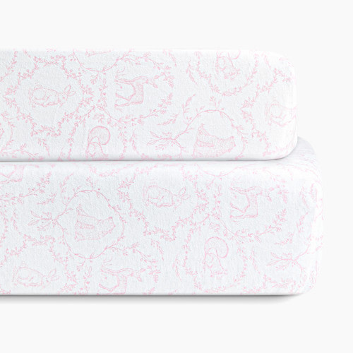 Bellini Organic Jersey Cotton Crib Sheet and Changing Pad Cover Set - Woodland Pink