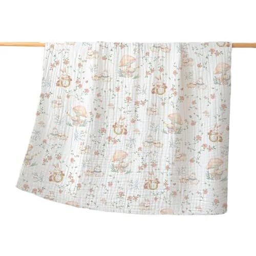 100% Organic Cotton Baby Bath Towel for Newborn, Infant, Toddler & Kids – Soft, Absorbent, 27.56"x39.37" (70x100cm), Rabbit Design, Newborn Essential