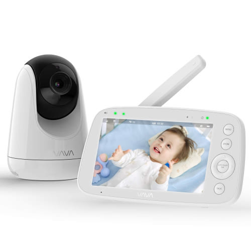 "VAVA Smart 5"" HD Wireless Baby Monitor with Night Vision, Zoom/Pan/Tilt, 2-Way Audio (IH006), White"