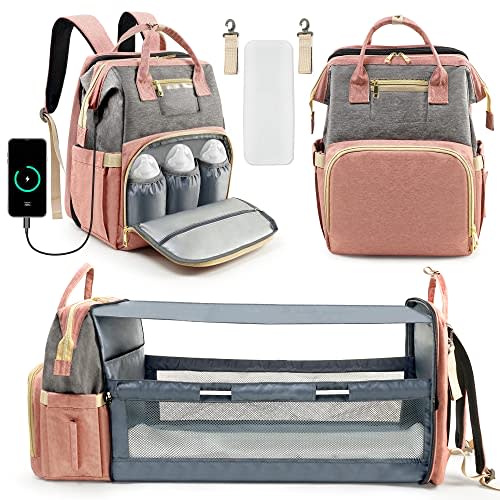 Kompoll Diaper Bag Backpack, Multifunction Waterproof Large Travel Baby Changing Bags Back Pack for Dad/Mom