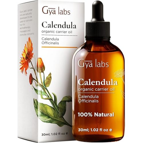 Gya Labs Organic Calendula Oil for Skin - 100% Pure Natural Calendula Carrier Oil for Face, Hair Health, Body Lotions, Soaps & Moisturizer (1 Fl Oz)