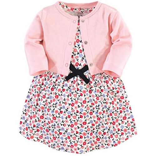 Touched by Nature Infant Toddler Girls Organic Cotton Dress and Cardigan, Rainbows Sunshine