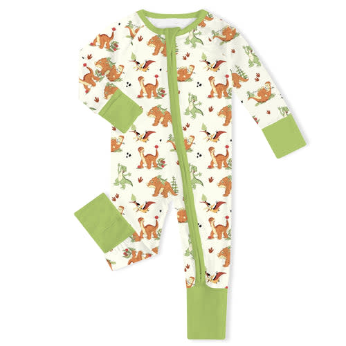 Dinosaur Adventure Baby Bamboo Zipper Romper Pajamas – FancyPrince