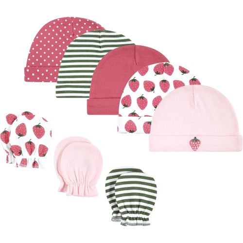 Hudson Baby Unisex Baby Cotton Cap and Scratch Mitten Set