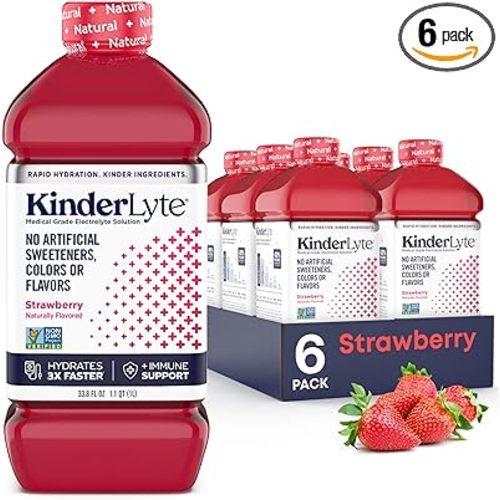 Kinderlyte Natural Electrolyte Solution | Doctor-Formulated for Rapid Rehydration | No Artificial Sweeteners, Colors or Flavors (Strawberry, 6-Pack) : Health & Household