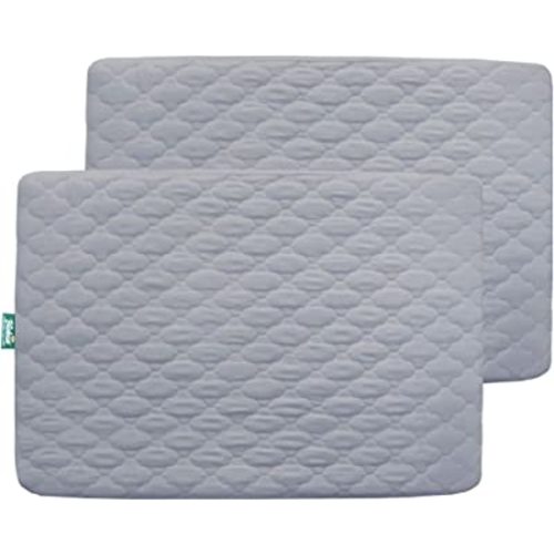 Sheet for Pack and Play Quilted Waterproof Protector, 2 Pack Premium Mattress Pad Cover 39" X 27" Compatible with Graco Pack n Play or Other Playard Mattress, Portable Mini Crib, Gray