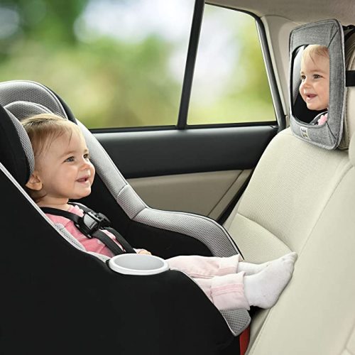 Travel Bug Soft Sided Rear & Forward Facing Safety Mirror for Baby & Toddler - Shatter Resistant - Jumbo Baby Car Mirror