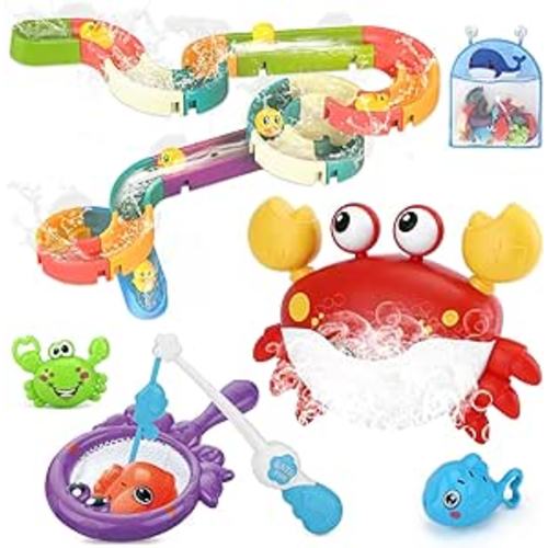 Amazon.com: Crab Bubble Bath Toys for Toddlers 1-3 4-8 with Organizer Holder, Bath Bubble Maker for Bathtub with Music, Slide Wall Tracks and Fishing Game for Baby, Foam Machine for Kids Boy Girl : Toys & Games