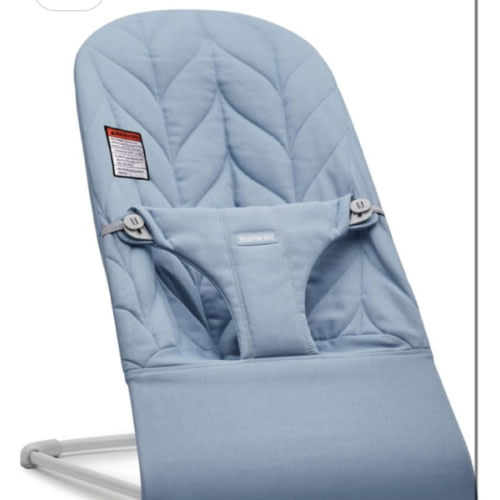 BabyBjörn Bouncer Bliss, Blue, Woven, Petal Quilt | 2-in-1 Adjustable Baby Bouncer Seat and Toddler Chair, Newborn to Toddler (8-29 lbs), 4 Positions, Lightweight & Portable