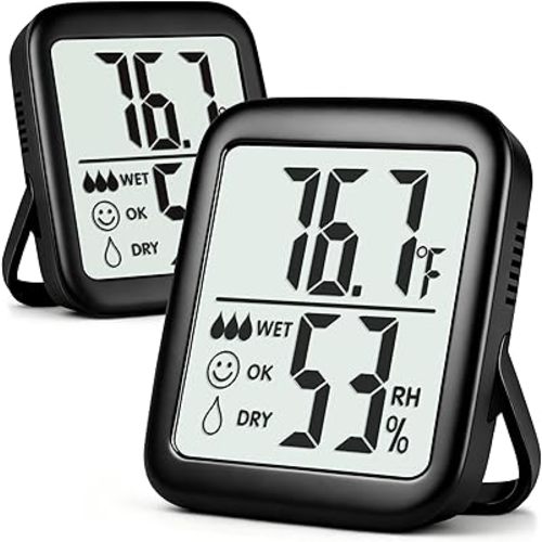 Antonki 2 Pack Room Thermometer for Home, Hygrometer Indoor Humidity Meter Gauge, Digital Temperature and Humidity Monitor Sensor for House, Terrarium, Incubator, Greenhouse - Battery Included