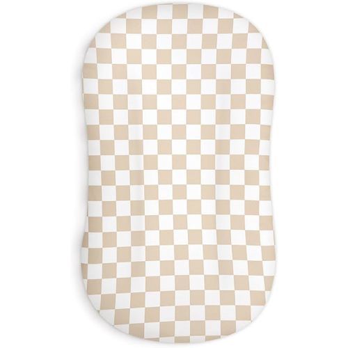 DILIMI Baby Lounger Cover for Boys and Girls, Removable Cover Ultra Soft Comfortable Lounger Slipcover, Light Brown Checkerboard (Lounger not Included)
