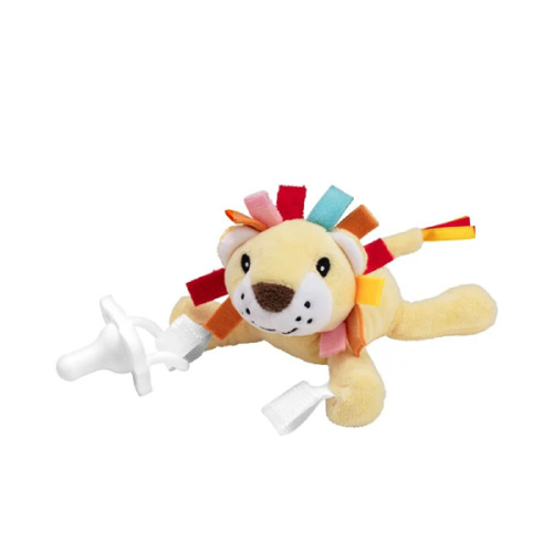 Dr. Brown’s Baby Lovey Pacifier and Teether Holder, Deer with Pink HappyPaci, 100% Silicone, 0-6m(Lion) - Dr. Brown's