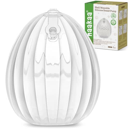 haakaa Wearable Breast Pump, Silicone Shell Breast Pump - Hands Free, Passive Breast Milk Collector Shield for Newborns, Breastfeeding, 120ml-1 pc