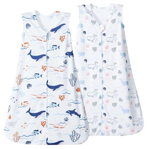 david's kids 2 Pack Baby Sleep Sack 18-24 Months, Rayon Derived from Bamboo,Ultra Soft TOG 0.5 Baby Wearable Blankets with 2-Way Zipper, X-Large Size, Whale
