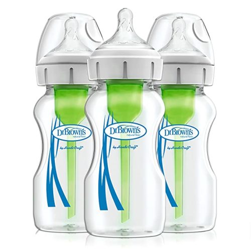 Dr. Brown’s Natural Flow® Anti-Colic Options+™ Wide-Neck Glass Baby Bottles 9 oz/270 mL, with Level 1 Slow Flow Nipple, 3 Pack, 0m+ - 3 Pack, 9 oz