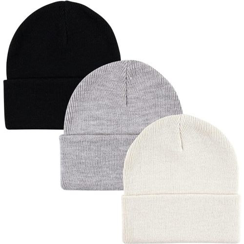 Hudson Baby Baby Knit Cuffed Beanie 3pk - Infant Toddler - Cream Black