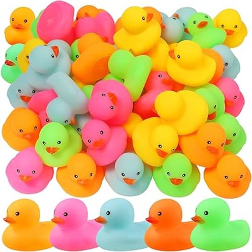 50 Pack Multicolor Mini Rubber Duck Bath Toy Colored Little Ducks