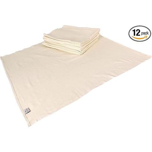 OsoCozy Unbleached Birdseye Flat Cloth Diapers (1 Dozen) - 27.5 x 30.5 Inches, One-Layer Flat Cloth Baby Nappies Made of Soft, Durable 100% Birdseye Weave Cotton