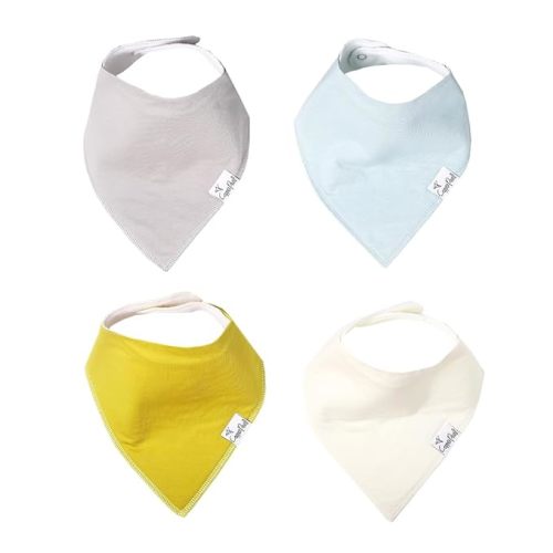 Copper Pearl 4 Pack Soft Cotton Baby Bibs for Drooling and Teething, Absorbent Drool Bibs for Baby Girl and Boy, Adjustable to Fit Newborns to Toddlers, Tons of Styles (Stone)