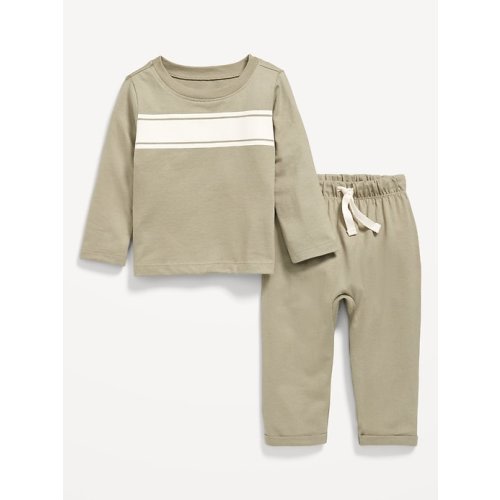 Long-Sleeve Jersey-Knit T-Shirt and Pants Set for Baby